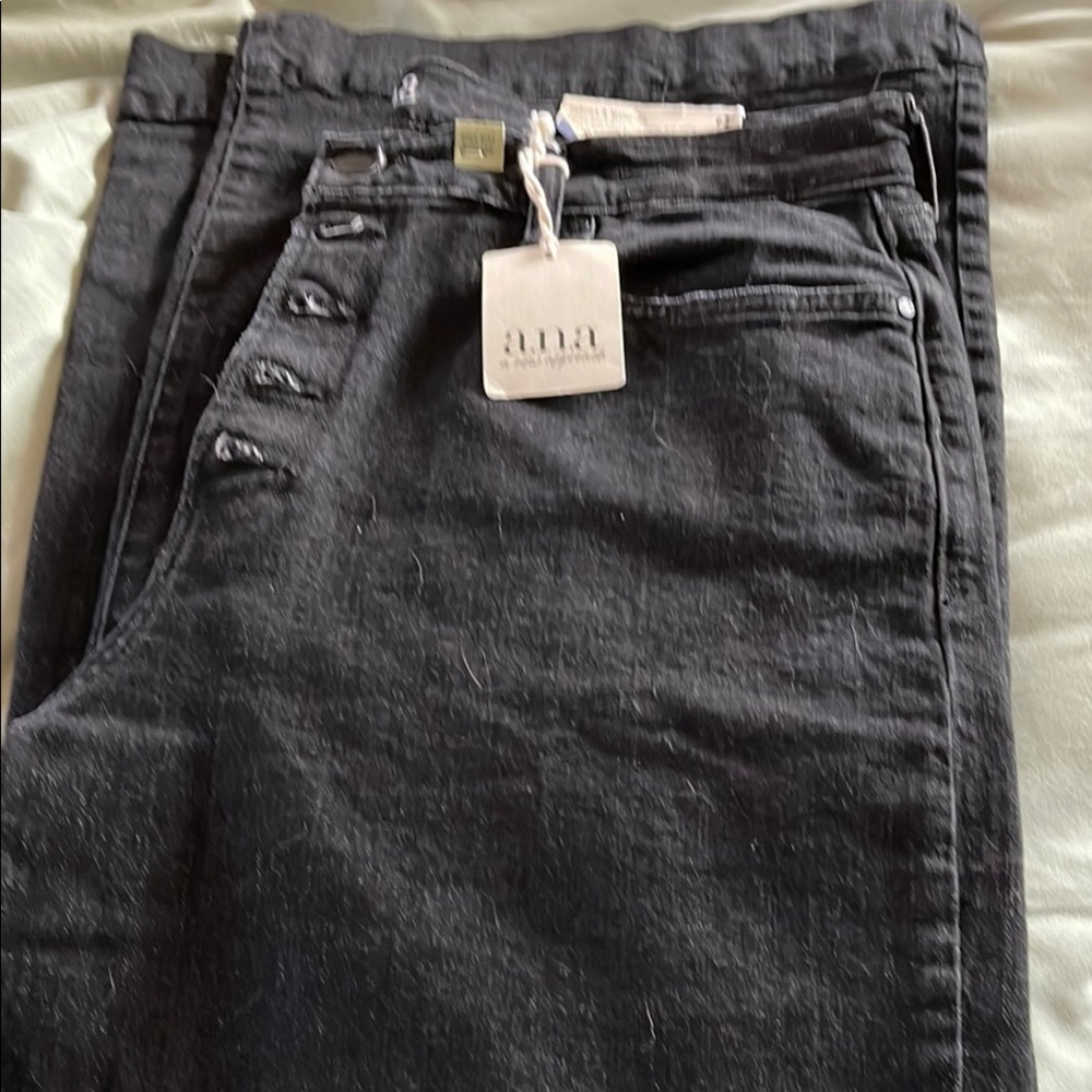 a.n.a High Rise, Wide leg, Black Button-Fly Jeans